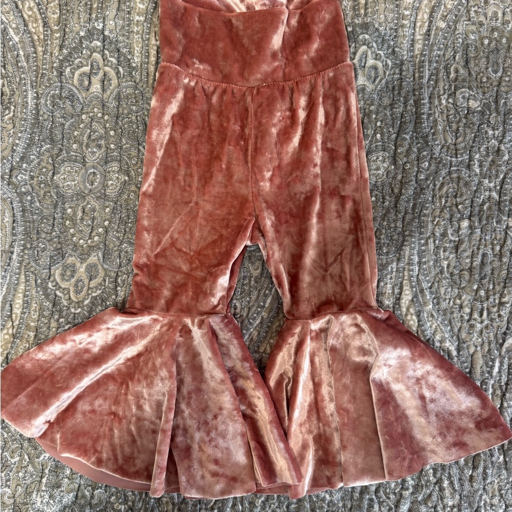 Velvet Flare Pants in Pink